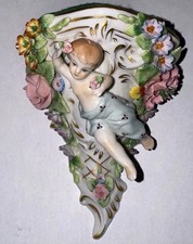 Antique Sitzendorf German Porcelain Cherub Wall Mini Sconce 19th Century Mint picture