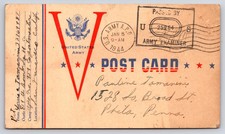 1944 WWII U.S. Army V Post Card APO Censored Military Mail Philadelphia PA picture