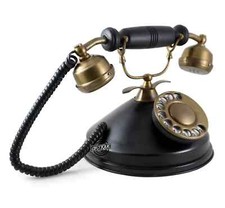 Antique Brass Telephone Rotary Dial Vintage Desk Decor Gift Non-Working Phone picture