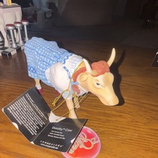 CowParade Dorothy Cow Wizard of Oz Figurine Blue Gingham Dress Red Shoes Tags picture
