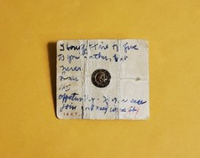 Antique Vintage Tiny Freemason Pin with Old Handwritten Note picture