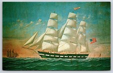 Whaling Ship At Dock Sepia Antique Postcard picture