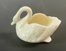 VTG MCM Lenox Porcelain Swan Salt Cellar Trinket Ring USA Green Wreath Mark picture