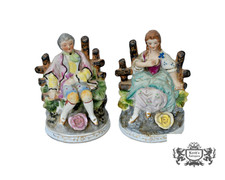 Vintage Pair of Japanese Chase Hand Painted Style Figurines picture