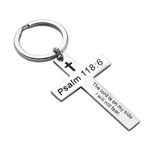 Psalm 118:6 Bible Verse Cross Key Chain: The Lord Is On My Side picture