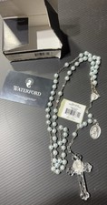 Rare Waterford Crystal Pearl Bead Rosary W/ Celtic Crucifix. Made In Slovenia picture