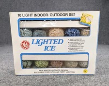Vintage GE Ice Frosted Sugar Snowball Christmas Lights Lighted Ice Total 10 Bulb picture