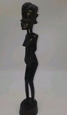 Vintage Tanganyika E. African Wooden Fertility Statues Hand Carved Ebony Female  picture