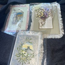 3x Lot Of 3 Trade Card Christmas Bear  Victorian 1880’s 1900’s 1890’s Vintage picture