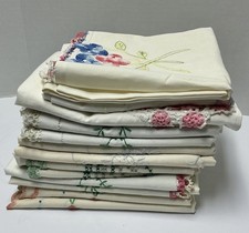 Lot of 13 Beautiful Vintage Hand Embroidered And Crocheted Pillowcases ~ READ picture