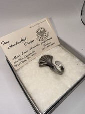 Vintage Pewter petite clam shell handmade artisan Wall Hook picture