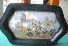 AN ANTIQUE ENGLISH FRAMED POTTERY PRATTWARE POT LID TITLED WAR c.19thC picture