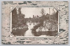 1907 The Narrows Lake Morrisville VT Birch Bark Border Postcard picture