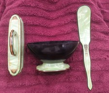Vintage Pyralin Sheraton Green Three Piece Vanity Set  picture