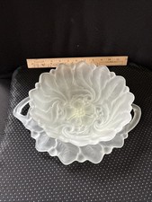 Vintage Indiana Glass Wild Rose Frosted Satin Glass Bowl And Handled Plate Set picture