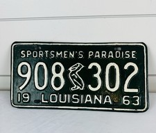 1963 louisiana license plate Tag Repaint Green LA picture
