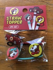 Buc-ee's Straw Topper 3 piece set - New in Package - Red Truck, Logo picture