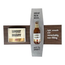 VTG 1960s Lucky Lager Light Draft Beer 3D Bottle Hanging Advertising Sign picture