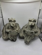 Vintage Gothic Gargoyle Pair Winged Dragon Wall Plaque Architectural Decor Pair picture