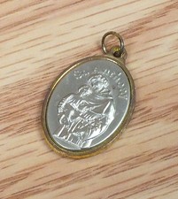 Unbranded Small Oval Silver & Gold Toned Saint Anthony Pendant / Charm **READ**  picture