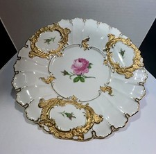 Meissen Germany Antique Porcelain Hand Painted Cabinet Plate Gold Gilt 12 In picture