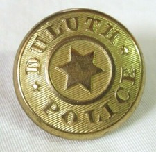 Vintage Duluth Minnesota Police Brass Button Waterbury Button Co 6 point star picture
