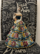 Vintage Giovanni Girardi Italian Hand Painted Ceramic Lady Figurine Floral Dress picture