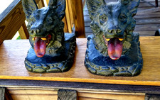 Antique German Shepherd Book Ends Set ∆ Heavy Aluminum picture