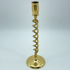 Vintage English Brass Double Barley Twist Candlestick Holder Classic Decor 11in picture