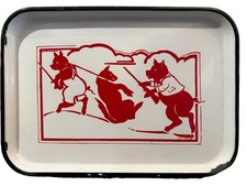 Rare 1930's The Three Pigs Revenge Tray by Edna Lewis Art Deco White Enamel picture