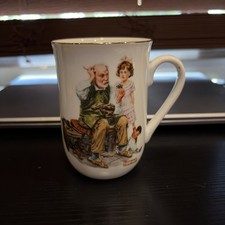 Vintage 1982 NORMAN ROCKWELL Museum Collectible Cup Mug The Cobbler Authentic picture
