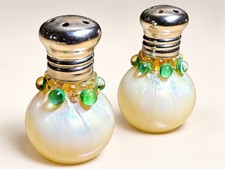 Antique Hand Blown Glass Salt & Pepper Shakers- 1-3/4” picture