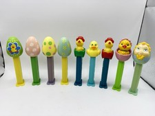 PEZ Easter Lot of 9 Vintage Lamb Rabbit Chick Hat Ugly Egg Baby Dispensers picture