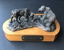 A T & T Capital Corp., Bull Vs Bear Bronze Sculpture, signed S.A. Efron, 1992 picture