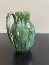 Midcentury Modern Scheurich Ceramic Small Green/blueVase/pitcher Made W. Germany picture