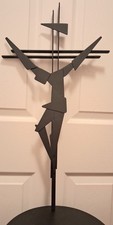 VTG Brutalist Iron Crucifix Wall Sculpture 26