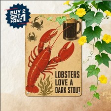 Lobsters Love Guinness Beer Seafood Bar Parody Sign Retro Metal Tin Plaque Art picture