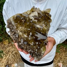 6.6LB  Natural Smoky Citrine Tower Point Healing Crystal Obelisk Wand Home Ornam picture