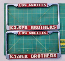 Vintage Kaiser Brothers Oldsmobile Los Angeles License Plate Frames Metal Set picture