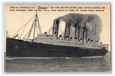 1912 Ill-Fated SS Titanic Mauretania White Star Line Steamer Ship Error Postcard picture