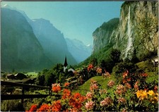 Vintage Lauterbrunnen Staubbach Falls Swiss Alps Switzerland Postcard picture