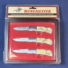 2006 Winchester Vintage Limited Edition Wildlife Ersatz Knife Set With Wood Box picture