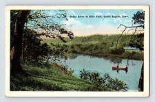 Postcard Iowa Cedar Rapids IA Ellis Park Canoe 1930s Unposted White Border picture