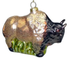 Bison Buffalo Glass Christmas Ornament H4”x 4.5”x 2.5” St Nicholas Sq Kohls picture