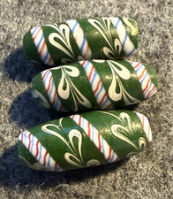 3 Lewis & Clark Glass Trade Beads Dark Green Venetian Beautiful Colors A++ picture