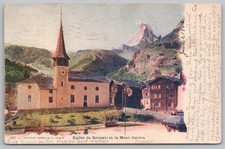 1906 Zermatt Switzerland Matterhorn Church Village Postcard Chillicothe Ohio picture