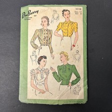 Vintage 40's Du Barry 5014B Sewing Pattern Misses Size 12 Blouse Set picture