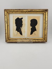 Rare Antique 1939 Double Portrait Silhouette Of Boy & Girl. Signed C. Wilson picture