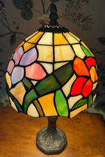Vintage Tiffany Style Flowers Stained Glass Table Lamp 15