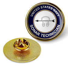 U.S. Navy Sonar Technician Tie Tac, Hat Pin, Military Emblem Lapel Pin - Gold picture